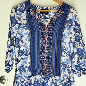 Boho patterned blue dress